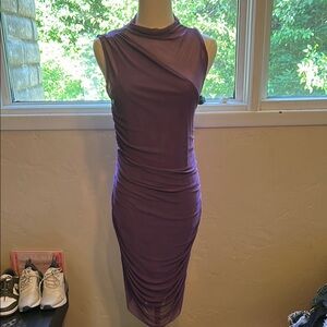 Steve Madden Purple Ruched Sheath Midi Dress